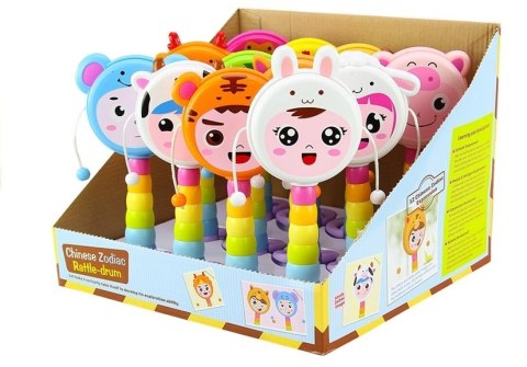 Kolorowa Grzechotka Bębenek Do Rączki Dużo Wzorów