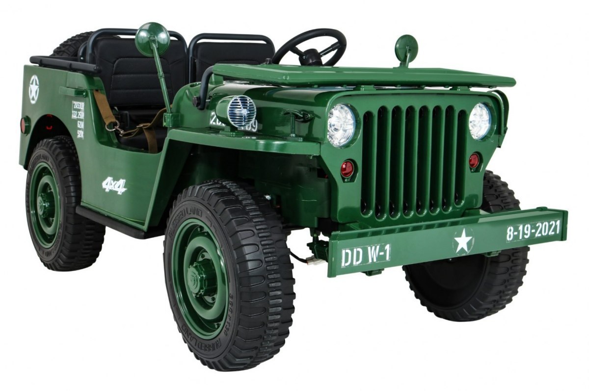 Pojazd Retro Wojskowy JEEP WILLYS 4x4 Zielony 24V SUPER POWER