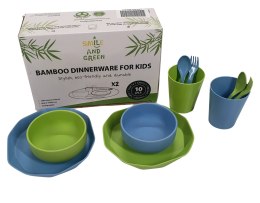 EKO Zestaw Obiadowy Bamboo Smile&Green Bambusowy Biodegradowalny