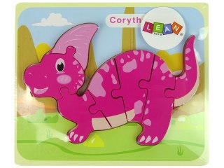 Drewniane Puzzle Dinozaur Corythosaurus Różowy