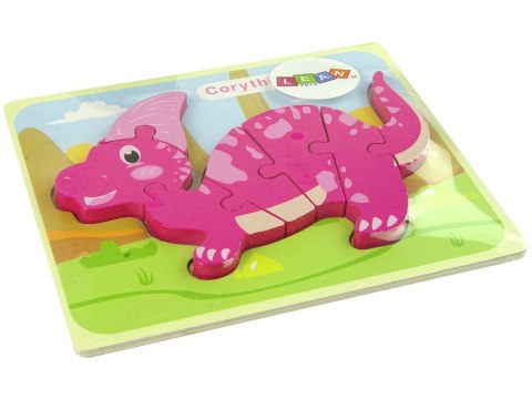 Drewniane Puzzle Dinozaur Corythosaurus Różowy