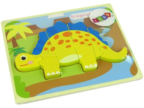Drewniane Puzzle Dinozaur Stegosaurus Żółty