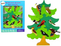 Drewniane Drzewo Ptaki Leśne DIY Klocki Drewniane Puzzle Trójwymiarowa