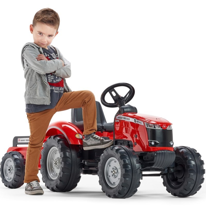FALK Traktor Massey Ferguson Czerwony na Pedały z Przyczepką od 3 Lat