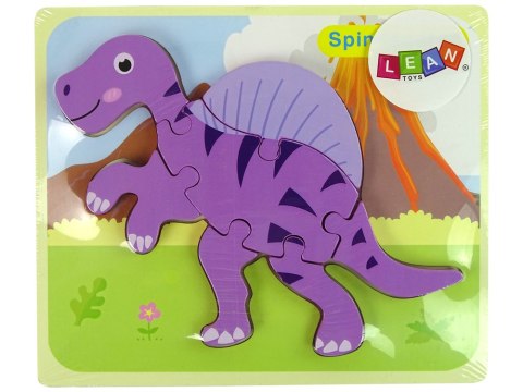 Drewniane Puzzle Dinozaur Corythosaurus Różowy