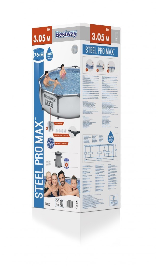 Basen Stelażowy 10FT 305x76cm SteelPRO MAX BESTWAY