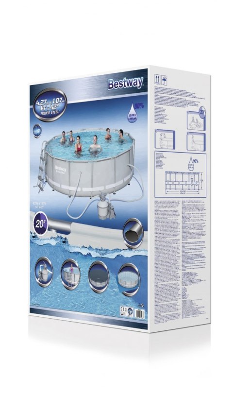 Basen Stelażowy 14FT 427x107cm POWERSteel Pompa Piaskowa BE