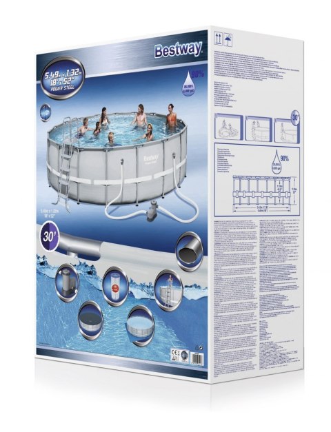 Basen Stelażowy 18FT 549x132 cm POWERSteel 6w1 BESTWAY