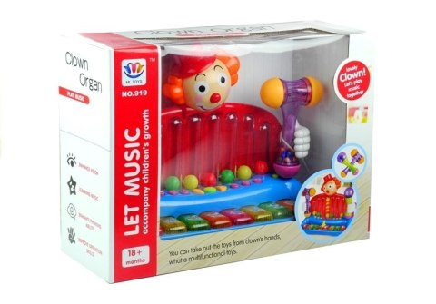 Pianinko Klaun Organki Grzechotki Kuleczki Młotek