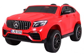 Dwuosobowe auto na akumulator Mercedes GLC 63S Czerwony 4x4 + Panel Mp4 + POWIĘKSZONY AKUMULATOR 12V14Ah