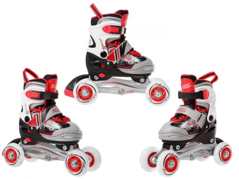 Rolki, Łyżwy, Zestaw 4w1 27-30 Czerwone