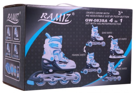 Rolki, Łyżwy, Zestaw 4w1 27-30 Czerwone