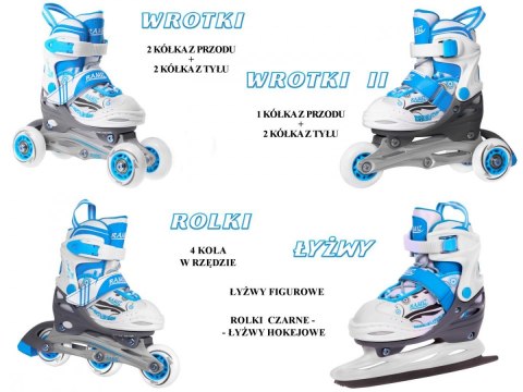 Rolki, Łyżwy, Zestaw 4w1 27-30 Niebieskie