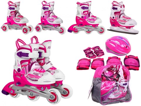 Rolki, Łyżwy, Zestaw 4w1 27-30 Różowe