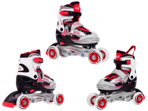 Rolki, Łyżwy, Zestaw 4w1 30-33 Czerwone