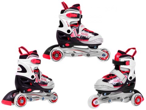 Rolki, Łyżwy, Zestaw 4w1 30-33 Czerwone