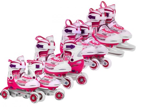 Rolki, Łyżwy, Zestaw 4w1 34-37 Rózowe