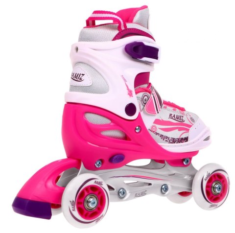 Rolki, Łyżwy, Zestaw 4w1 34-37 Rózowe