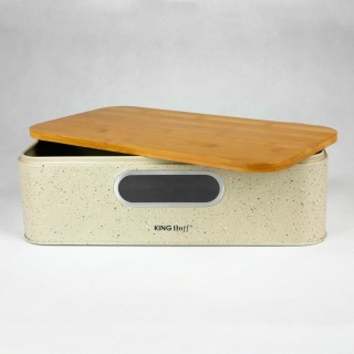 CHLEBAK Z DESKĄ DO KROJENIA KINGHOFF JASNY MARMUR