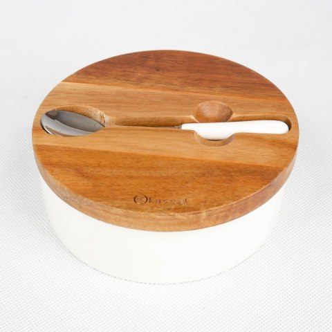 KASSEL Cukiernica porcelanowa z pokrywką drewno