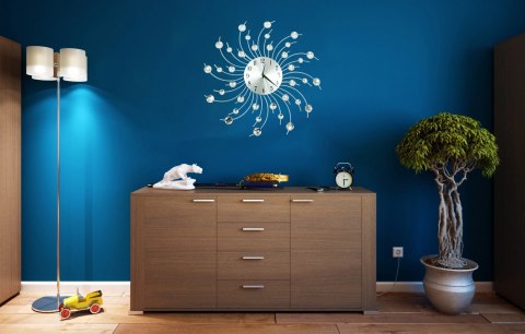 Zegar ścienny kryształki 50 cm słońce. STYLOWY!