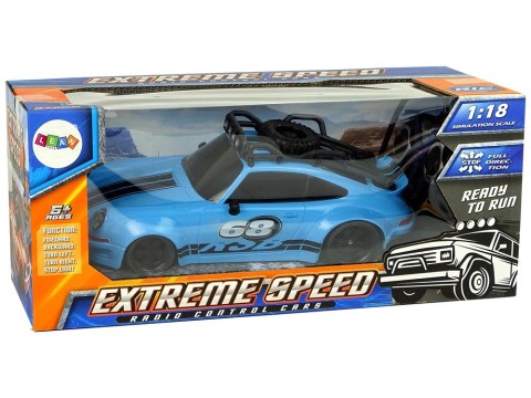 Samochód Sportowy 1:18 Niebieski Koło Zapasowe Pilot 27 Mhz