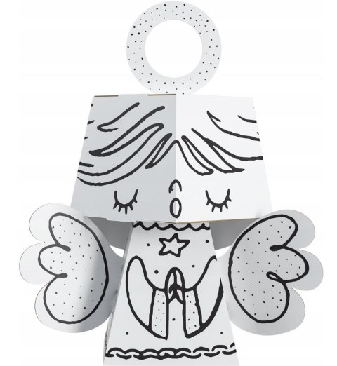 Kolorowanka 3D Bombka Choinkowa Aniołek