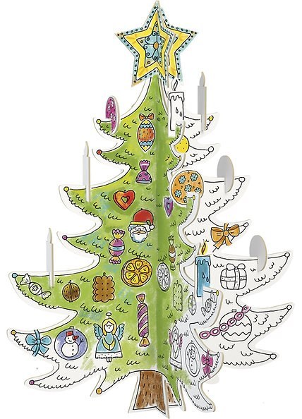 Kolorowanka 3D Choinka Świąteczna