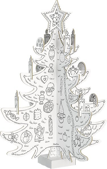 Kolorowanka 3D Choinka Świąteczna