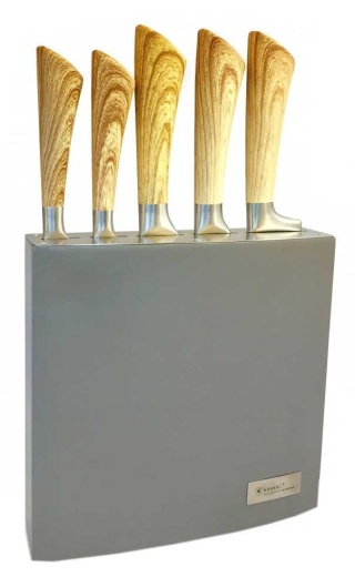 KASSEL Zestaw noży w bloku 5el. Solidne. KUTA STAL