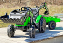 Wielki traktor na akumulator 720-T z przyczepką zielony [SX2068]