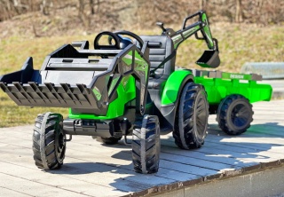 Wielki traktor/koparka na akumulator 720-T z przyczepką 24V 2x200W + POWIĘKSZONY AKUMULATOR [SX2068]