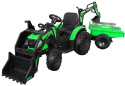 Wielki traktor na akumulator 720-T z przyczepką zielony [SX2068]