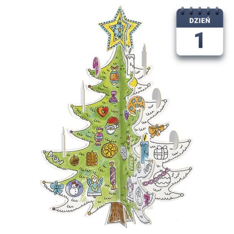 Kolorowanka 3D Choinka Świąteczna