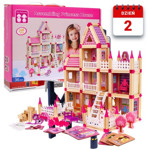 MEGA Drewniany Domek 268el Różowy