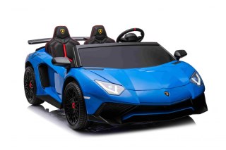 Wielkie dwuosobowe Lamborghini Aventador SV 2x200W 24V do 100kg Niebieski AUTKO XXL!