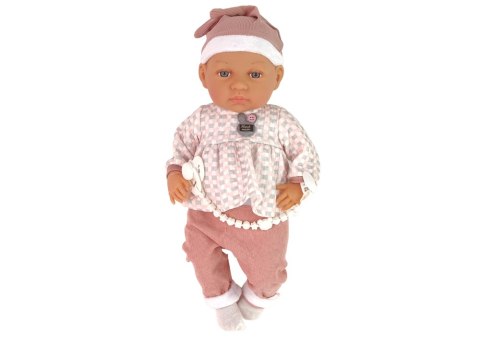 Lalka Bobas 46 cm Różowa Smoczek Kocyk Piórka