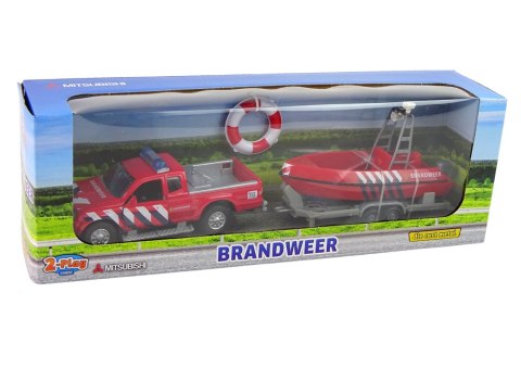 Auto Terenowe Straż Morska z Motorówką Czerwoną Dźwięk HXCL010