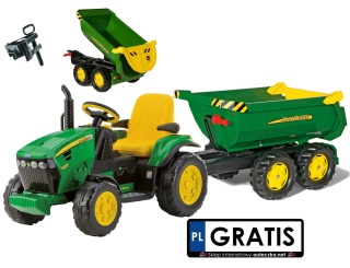 JOHN DEERE traktor z przyczepką na akumulator HALF PIPE + ZACZEP