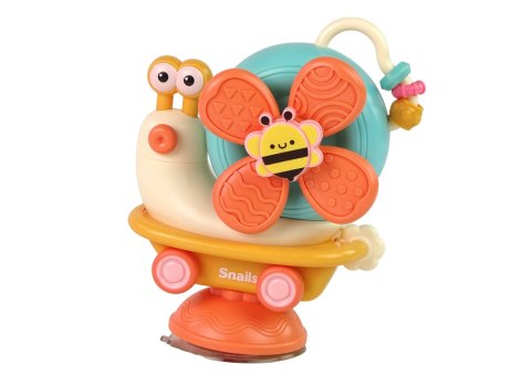 Interaktywny Edukacyjny Ślimak Wiatraczek Dla Malucha Różowy z Przyssawką