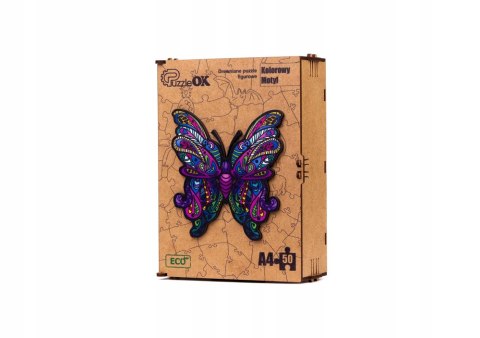 Puzzle Drewniane EKO 50 Kolorowy Motyl A4 PuzA4-01723