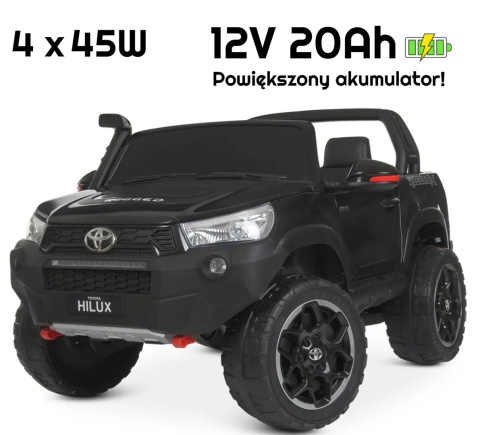 Pojazd Toyota Hillux Czarna 4x45W + 2x12V10Ah - POWIĘKSZONY AKUMULATOR