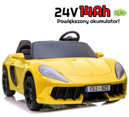 Auto na akumulator Perfecta LIFT Żółty POWIĘKSZONY AKUMULATOR 24V 14Ah + bezszczotkowy silnik