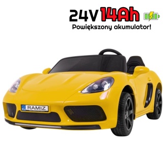 Perfecta Auto dla 2 dzieci Żółta + Pompowane koła + Silnik bezszczotkowy + MP3 LED + Wolny Start