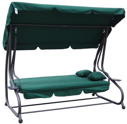 Huśtawka Ogrodowa Regulowana Siedzisko Textylina 2x1 Zielona