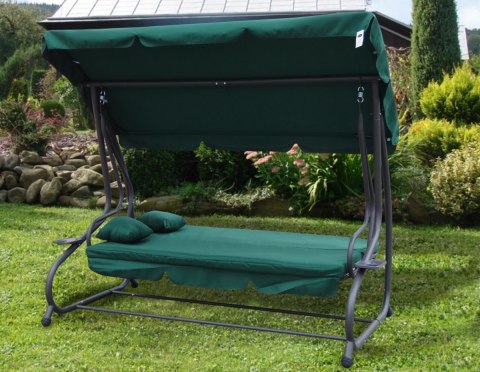 Huśtawka Ogrodowa Regulowana Siedzisko Textylina 2x1 Zielona