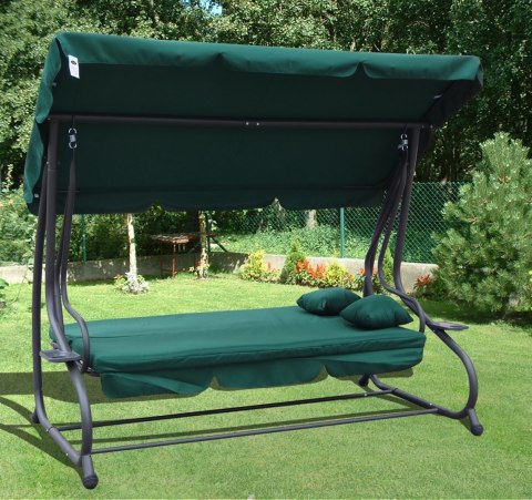 Huśtawka Ogrodowa Regulowana Siedzisko Textylina 2x1 Zielona