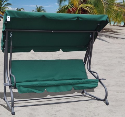 Huśtawka Ogrodowa Regulowana Siedzisko Textylina 2x1 Zielona