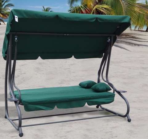 Huśtawka Ogrodowa Regulowana Siedzisko Textylina 2x1 Zielona