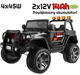 Pojazd Monster Jeep 4x4 Czarny WXE1688 12V28Ah - POWIĘKSZONY AKUMULATOR
